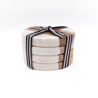 Marble Round 4 Piece Coaster Set