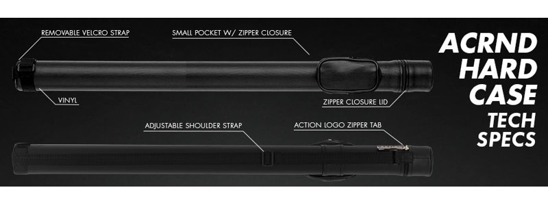 Action ACRND 1x2 Round Hard Pool Cue Case Billiard Stick Bag Billiards Cues, Black