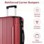 Valise rigide, valises en ABS léger et durable avec roues doubles, bagage à carreaux extensible de 24 pouces (rouge)