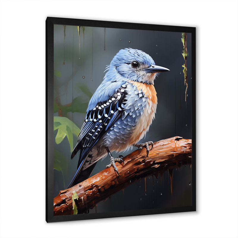 Dusk Plummet Bird - Art mural oiseau, H 20 po x l 12 po x P 1 po, Cadre simple noir