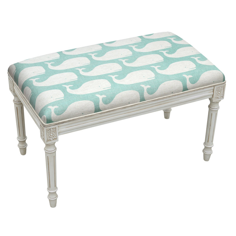 Allon Linen Blend Upholstered Bench, Aqua