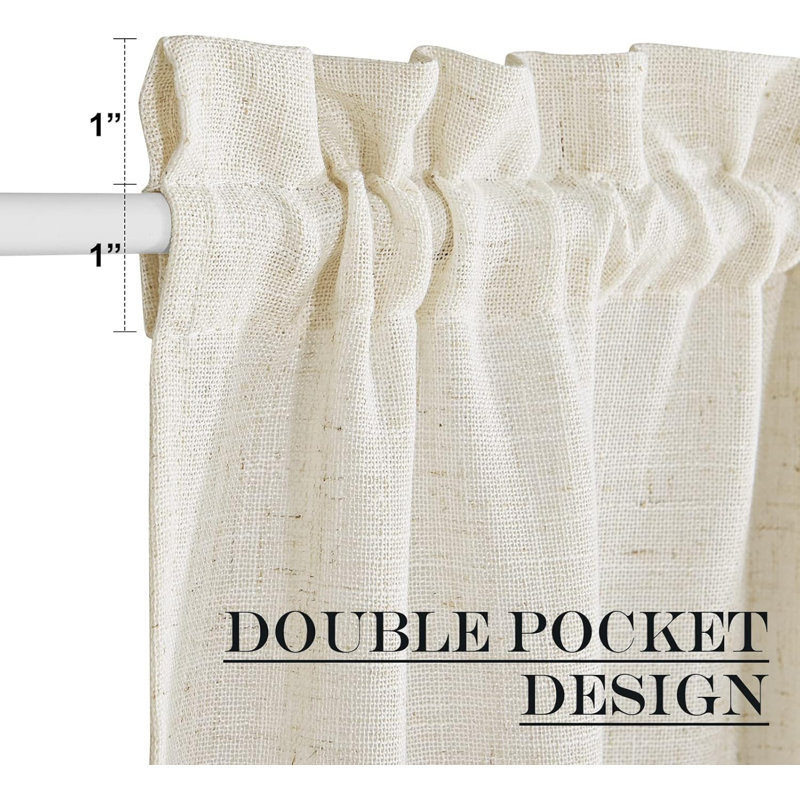  Linen Sheer Patio Door Curtain Drapery Panel for Door Window Elegant Soild Rod Pocket French Door Curtain Panel, 1 Piece