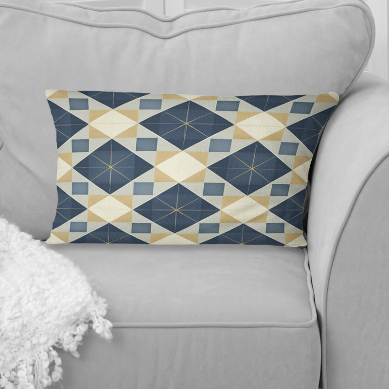 Imprimé vichy bleu marine II - coussin lombaire moderne