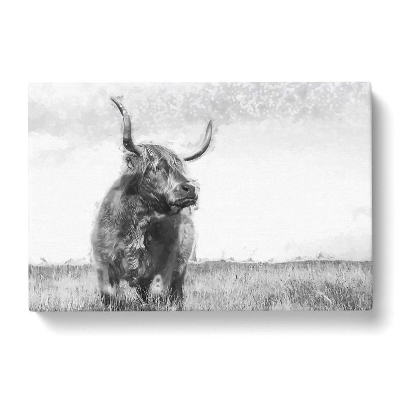Highland Cow In Abstract - Wrapped Canvas Painting, 40cm H x 60cm W x 3cm D