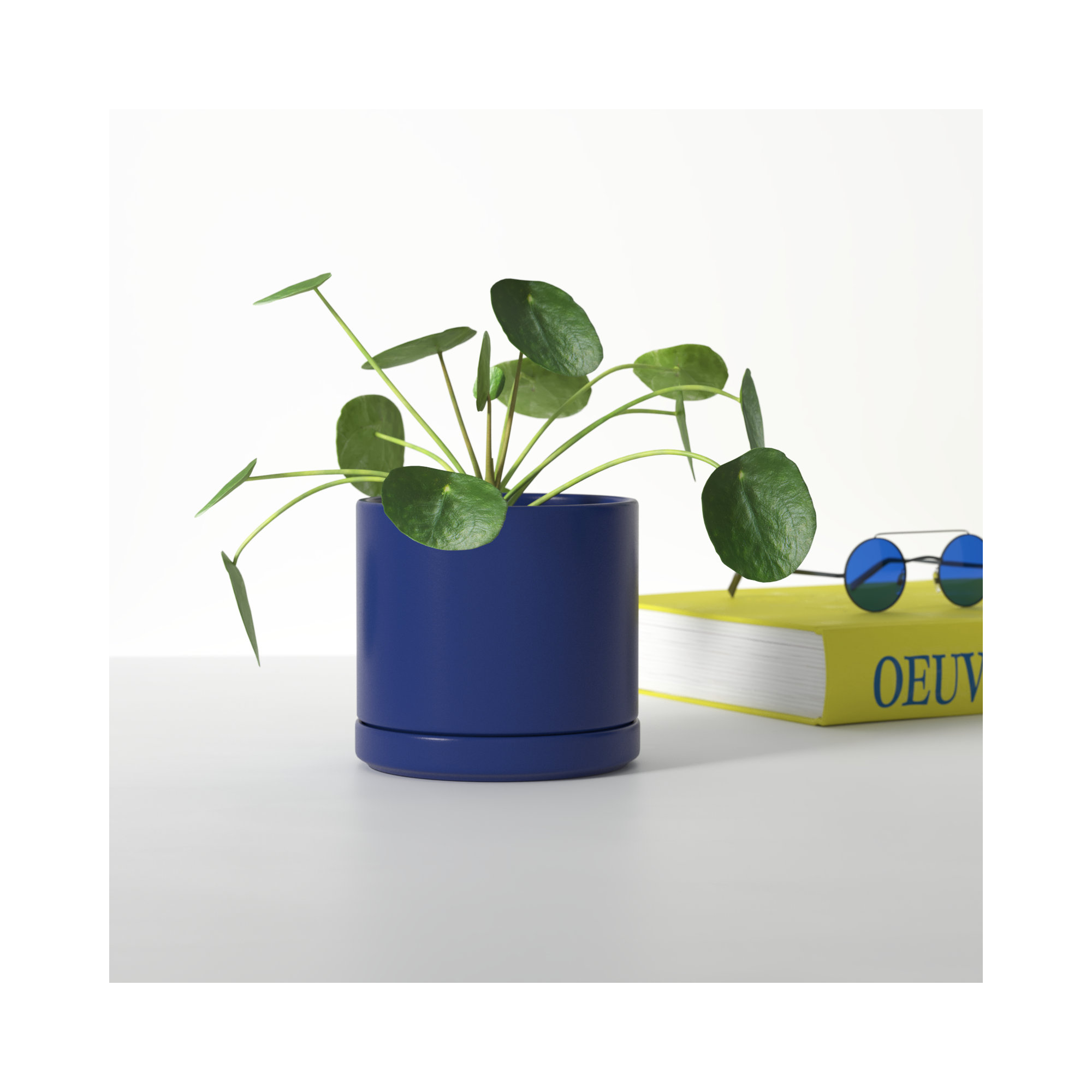 Cheryl Handmade Ceramic Pot Planter, 6.1" H x 6.75" W x 6.75" D, Blue