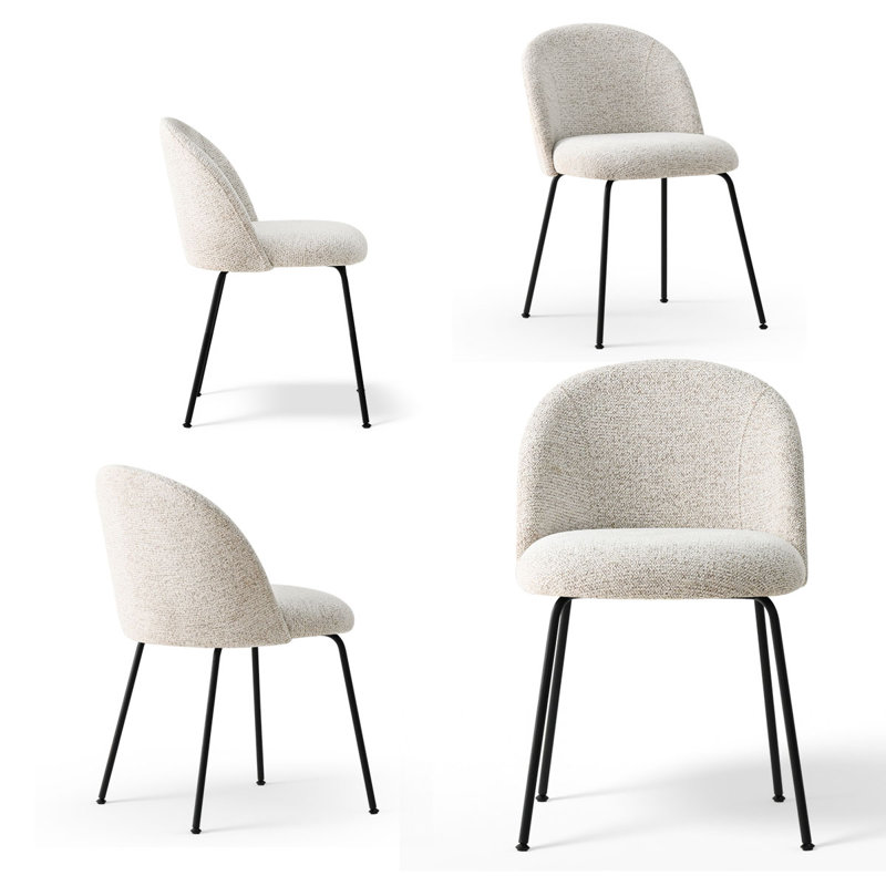 19.5"Seat Height Upholstered Fabric Dining Side Chair, White