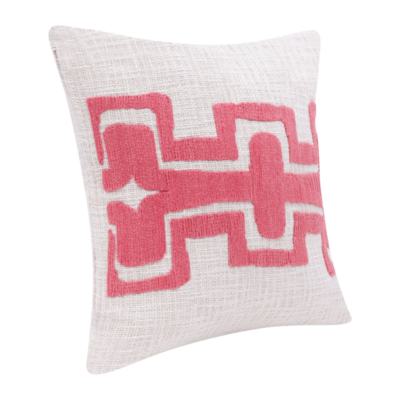 Coussin Vermehr, Corail / ivoire, H 4 po x l 20 po x P 20 po