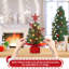 Arbre de Noël de table éclairé 12 po / 24 po avec étoile, baies rouges et pommes de pin - mini arbre pré-éclairé pour une décoration festive à la maison ou au bureau