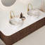 Meuble-lavabo de salle de bain 60 po avec lavabos 60 po, bordures courbées et rayées avec 2 tiroirs, 2 lavabos en céramique blanche avec motif de pierre, pré-assemblé-1018699570