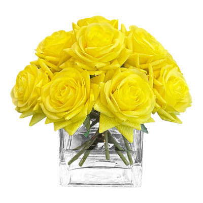 7.5 " Polyester and Polysilk Rose Arrangement
