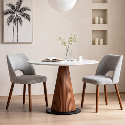 Ensemble 2 pièces de chaises de salle à manger contemporaines, chaises d'appoint rembourrées en lin sans dossier avec pieds en bois et patins antidérapants