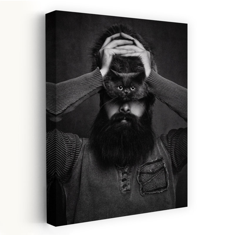 Man With Cat Eyes Contemporary Cat Wall Art Print 1 Piece Wrapped Canvas Wall Art, 152.4cm H x 101.6cm W