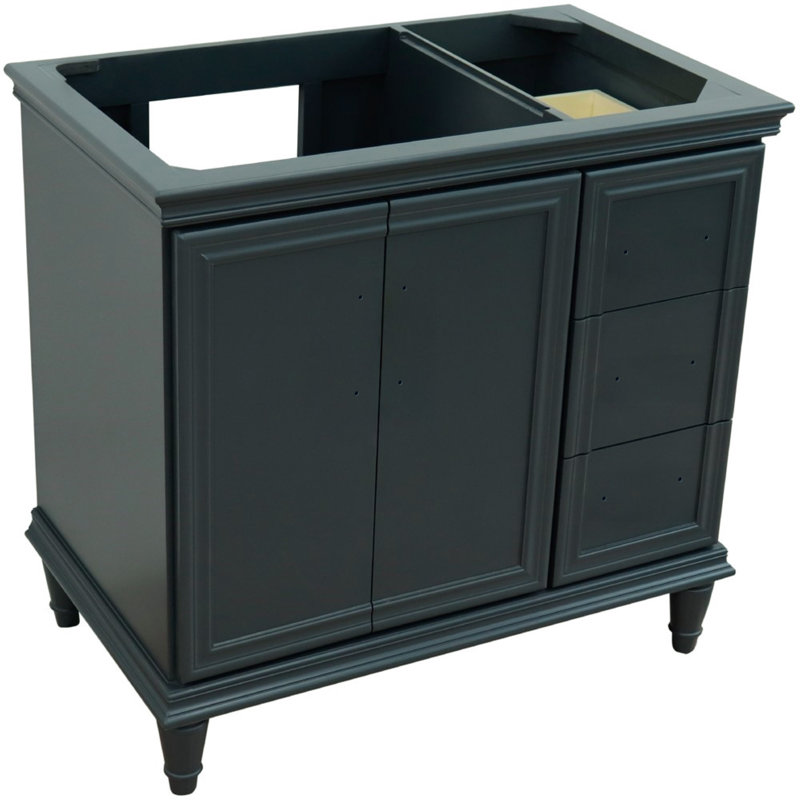 Meuble-lavabo simple 36 po au fini gris foncé - porte de gauche - armoire seulement - poignées noires