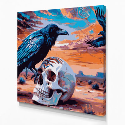 Southwestern Animals Raven and Crow 46 Pink Canvas Wall Art