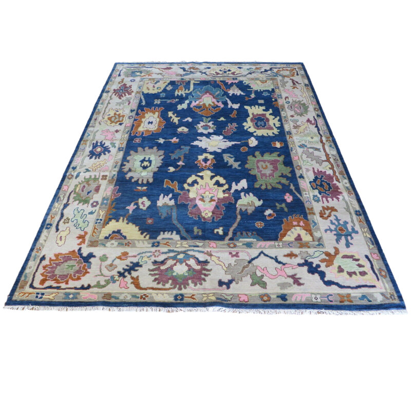 Tapis bleu marine unique de 8 pi 9 po x 12 pi