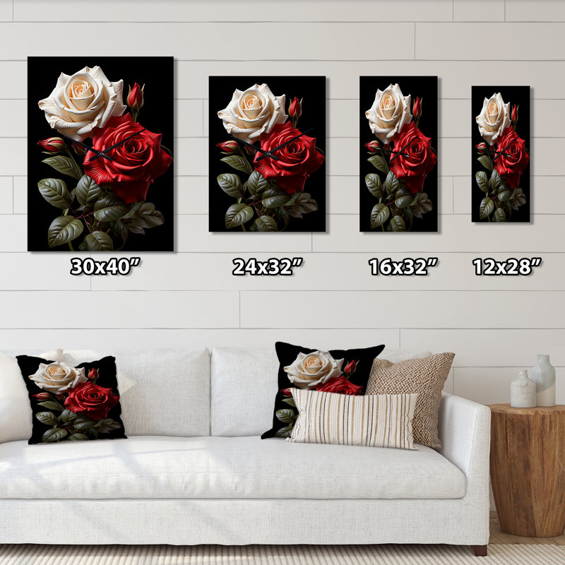 Amour éternel blanc et rose - Très grandes horloges murales florales, H 40 po x l 30 po x P 1 po