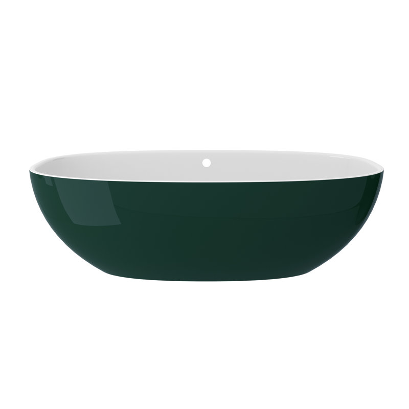 Barcelona Freestanding Soaking Bathtub, Moss Green, 70" L x 34" W