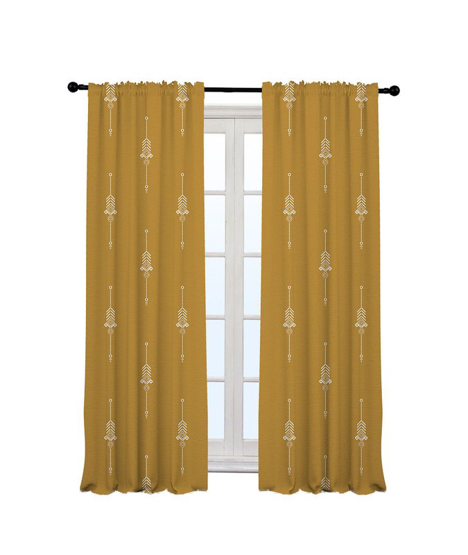 Burley Semi Sheer Curtain Pair, 140cm Width x 275cm Drop, Mustard Yellow