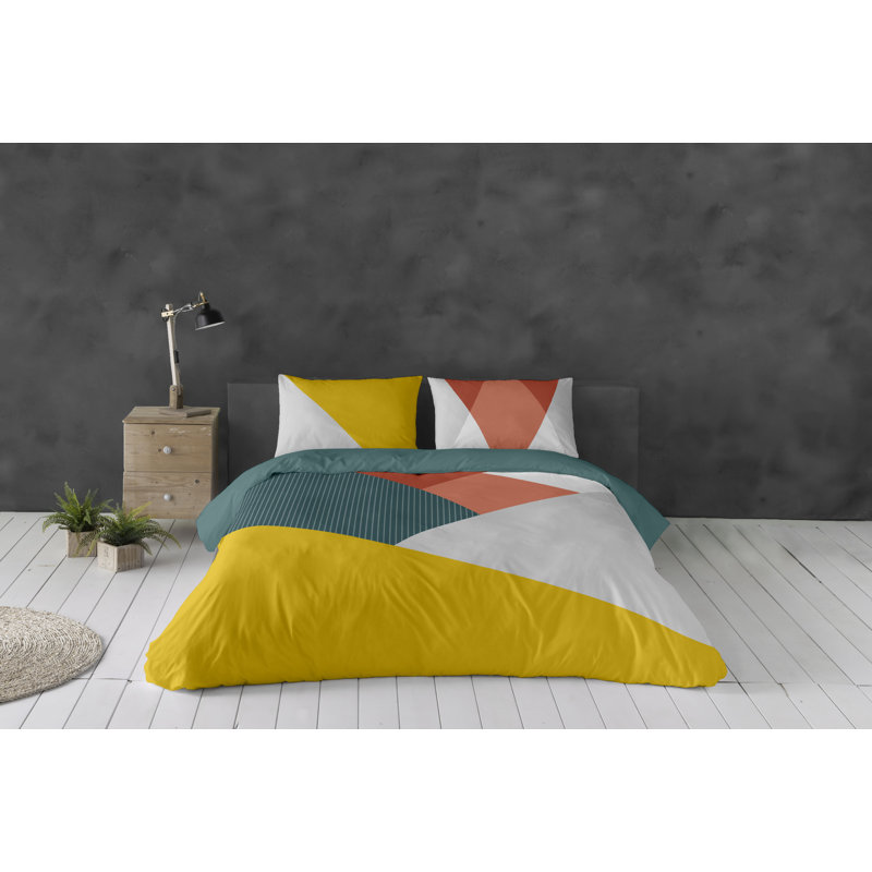Ensemble de housse de couette en coton 3 pièces Albers Queen (90 po x 92 po)
