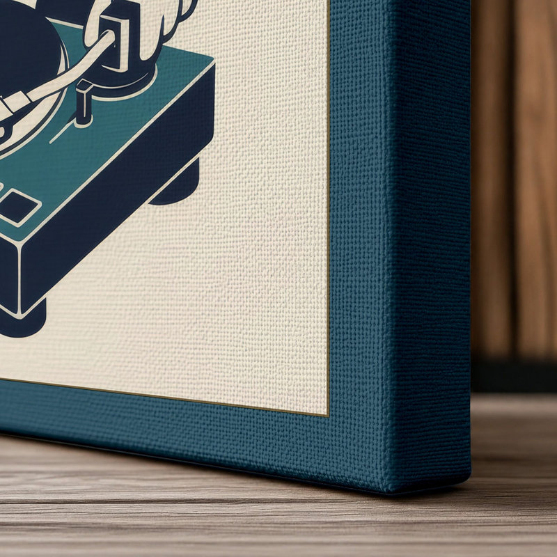 Play It Twice Retro - Wrapped Canvas, 24x16 - 61.0 x 40.6 cm, Teal Border