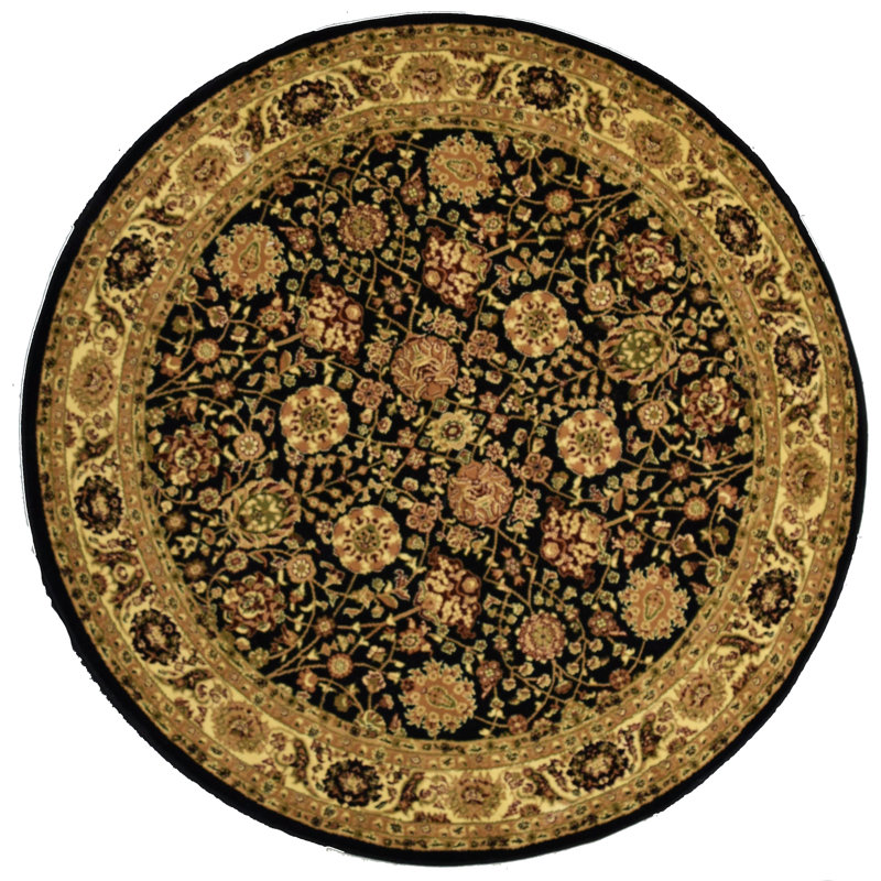 Gloucester Gilded Loom Oriental Black Area Rug, Round 5'3"