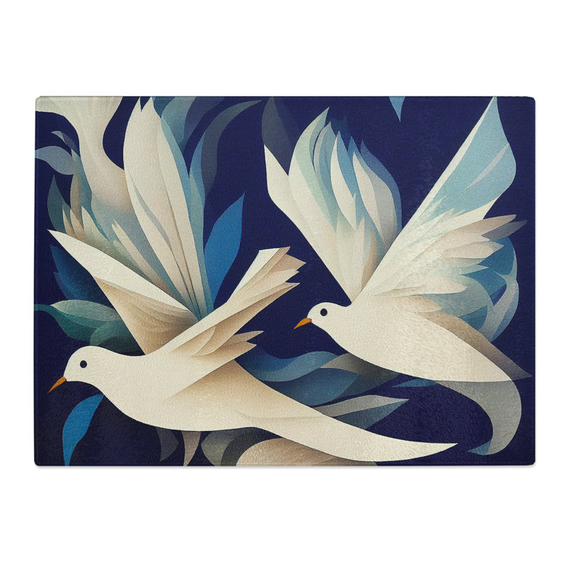 Handsome Dove Birds  Glass Chopping Board