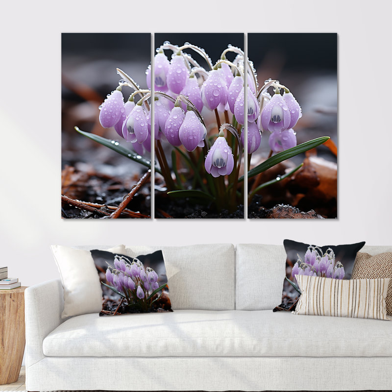 Lavande, neige d'hiver, fleur d'hiver - ensemble de toiles de neige, H 28 po x l 36 po x P 1 po