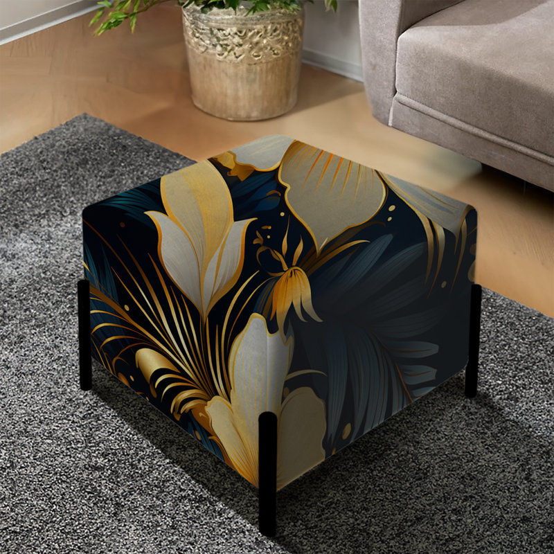 Celestial Tropics Tropical Pattern - Tropical Square Ottoman