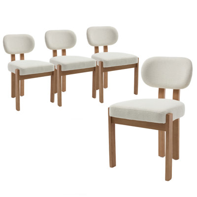 Solid Wood Dining Chairs Set, Modern Farmhouse Fabric Upholstered Dining Room Chair Kitchen Chairs Wood Leg Accent Chairs for Dining Room, Living Room, Bedroom (Only Chairs)