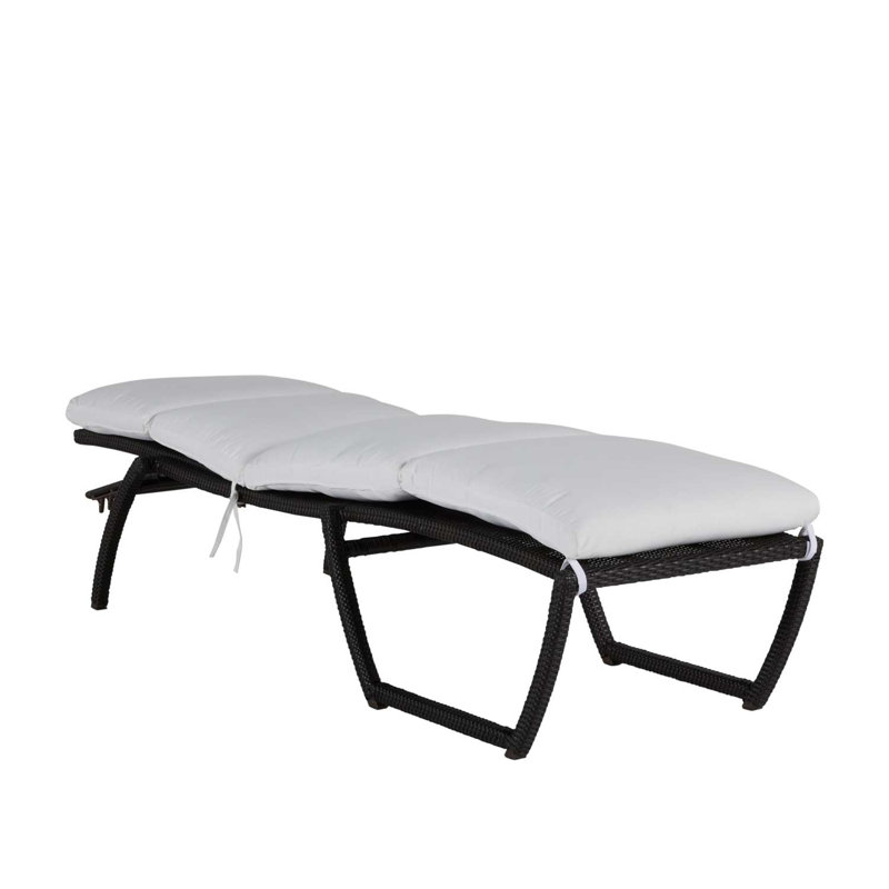 Skye N-Dura Resin Wicker Outdoor Chaise Lounge, No Welt, Black Walnut, Bali Pearl