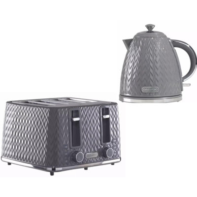 Argyle Grey Kettle & 4-Slice Toaster Set