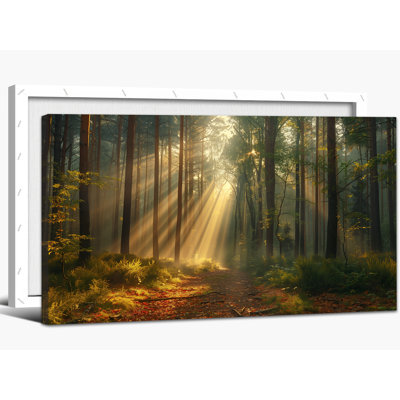  Printemps, art mural forêt rustique, soirée, lueur, paysage, peinture sur toile, décor de paysage vibrant, impression horizontale, grand centre de table, 20 x 40