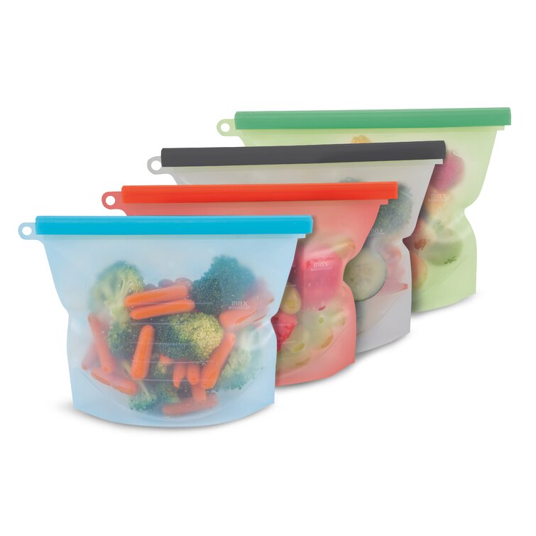 1000ml Silicone Food Storage Bag Container For Fridge Ziplock Bags