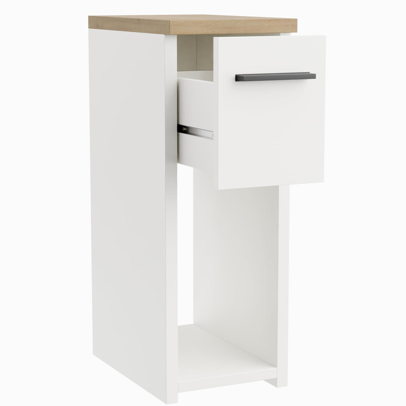 20cm W Manufactured Wood Bedside Table, White/Brown