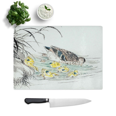 Glass Duck With Chicks by Numata Kashu Chopping Board