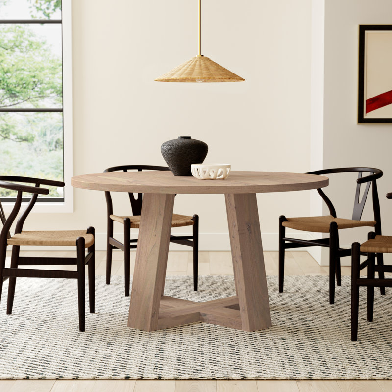 Mathias Round Solid Wood Dining Table, Whitewashed