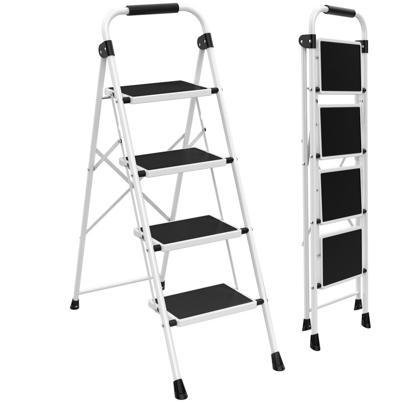 Escabeau, escabeau pliant à usage domestique en fer, Noir, 2,96 pi