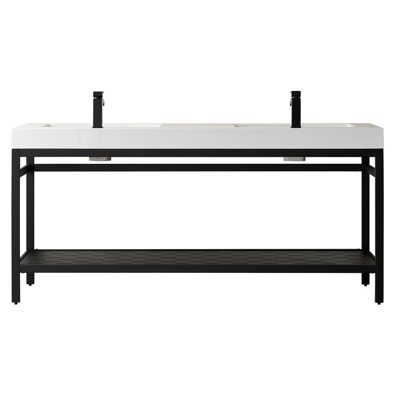 Ensemble de meuble-lavabo double 72 po Idella, Blanc, Blanc, Noir mat