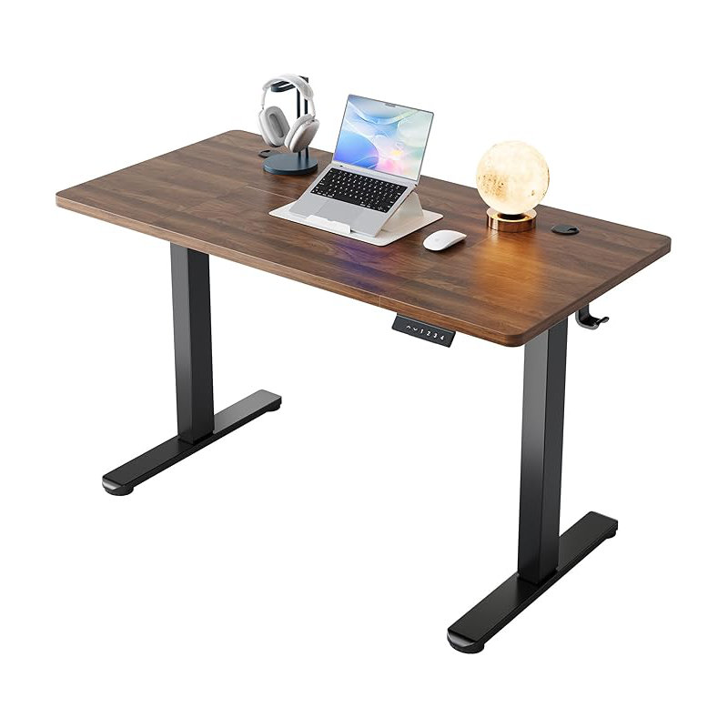 Adjustable Metal Base Standing Desk, Walnut/Black, 118cm.H X 120cm.W X 60cm.D  