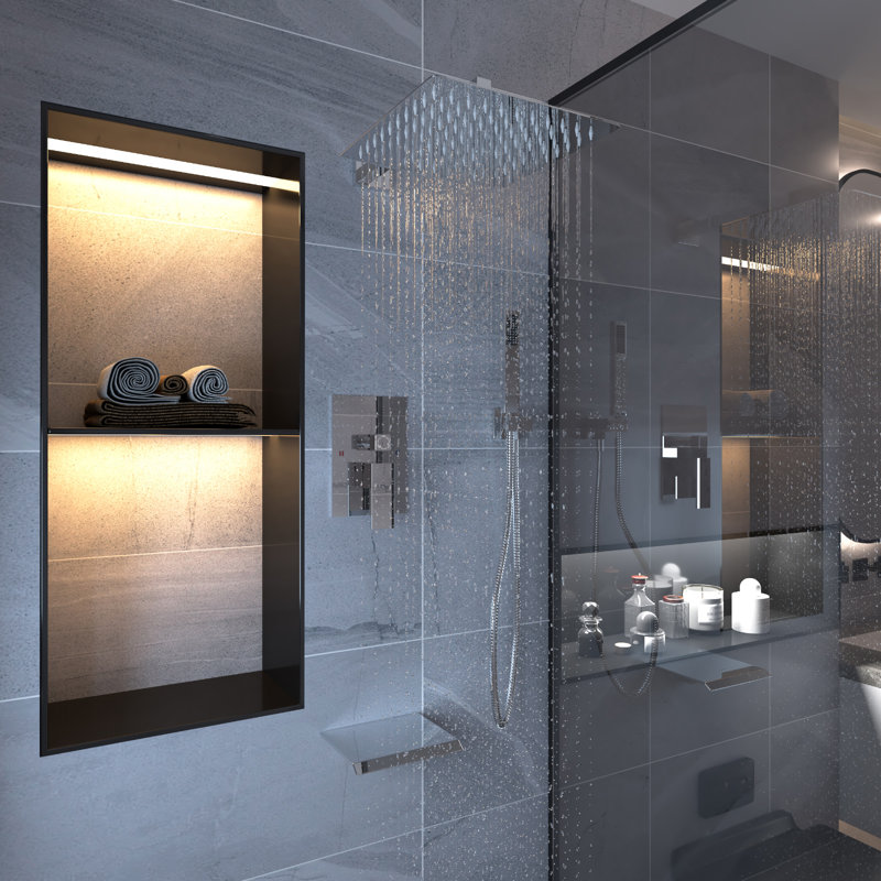 3-Spray Patterns With 2.5 GPM 10 In. Showerhead Wall Mounted Dual Shower Heads With Valve, Polished Chrome