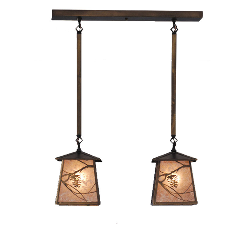 Rustic Copper and Glass Island Pendant Light with Nature Design