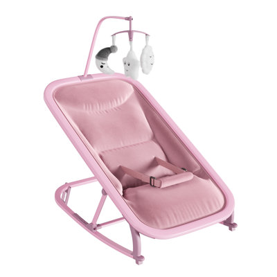 2-in-1 Adjustable Baby Tricycle Rocker Chair, 3 Recline Positions, Removable Toy Bar, Lightweight Aluminum Frame, Front & Back Rocking for Nursery and Living Room, Pink
