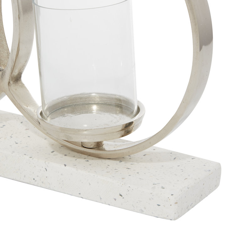Candélabre décoratif en aluminium à 3 piliers en verre avec détails en aluminium