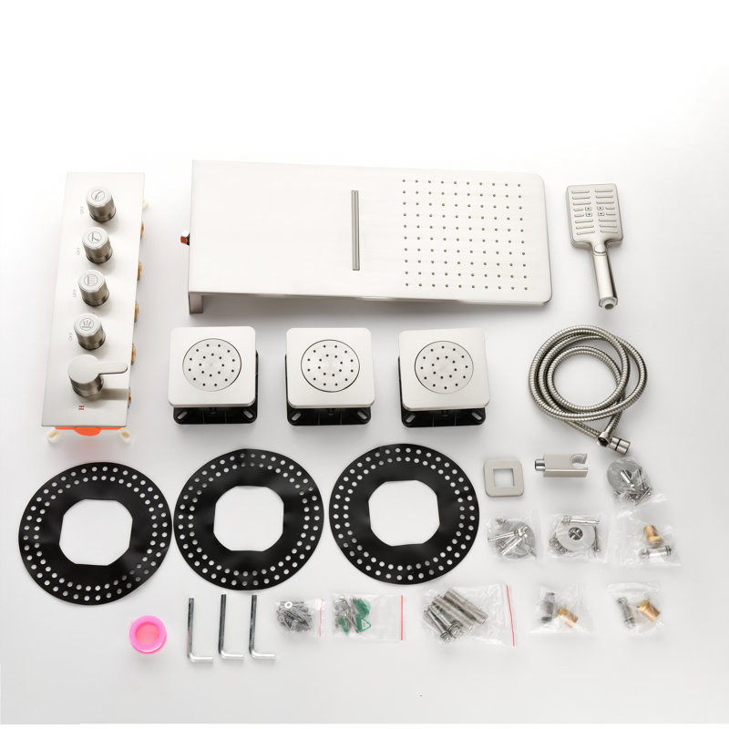 Pressure Balanced Complete Shower System with Rough-in Valve, Brushed Nickel