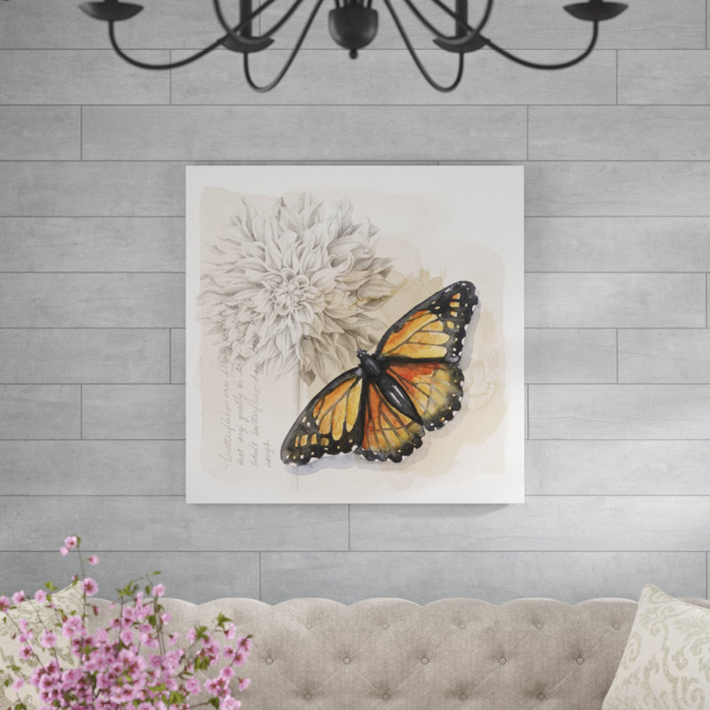 «Shadow Box Butterfly I», peinture sur toile, H 36 po x l 36 po