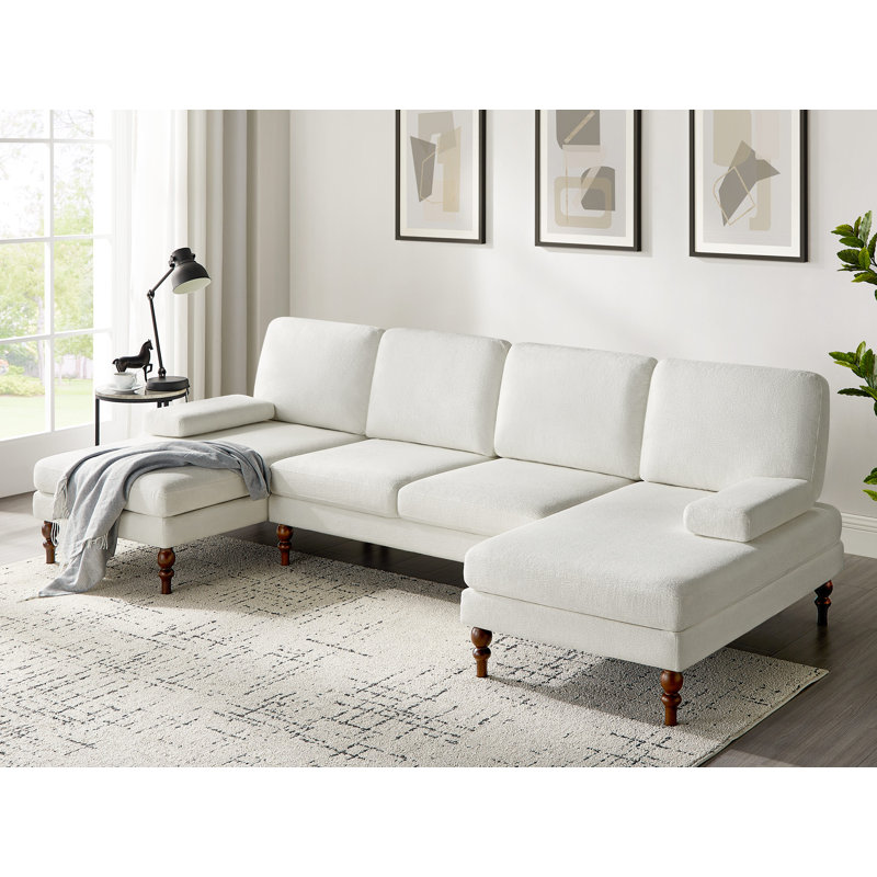 Canapé modulaire 105,5 po U, Polyester blanc