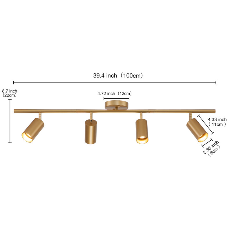 Gulcan 4 - Light Linear Track Flush Mount Lighting, Gold