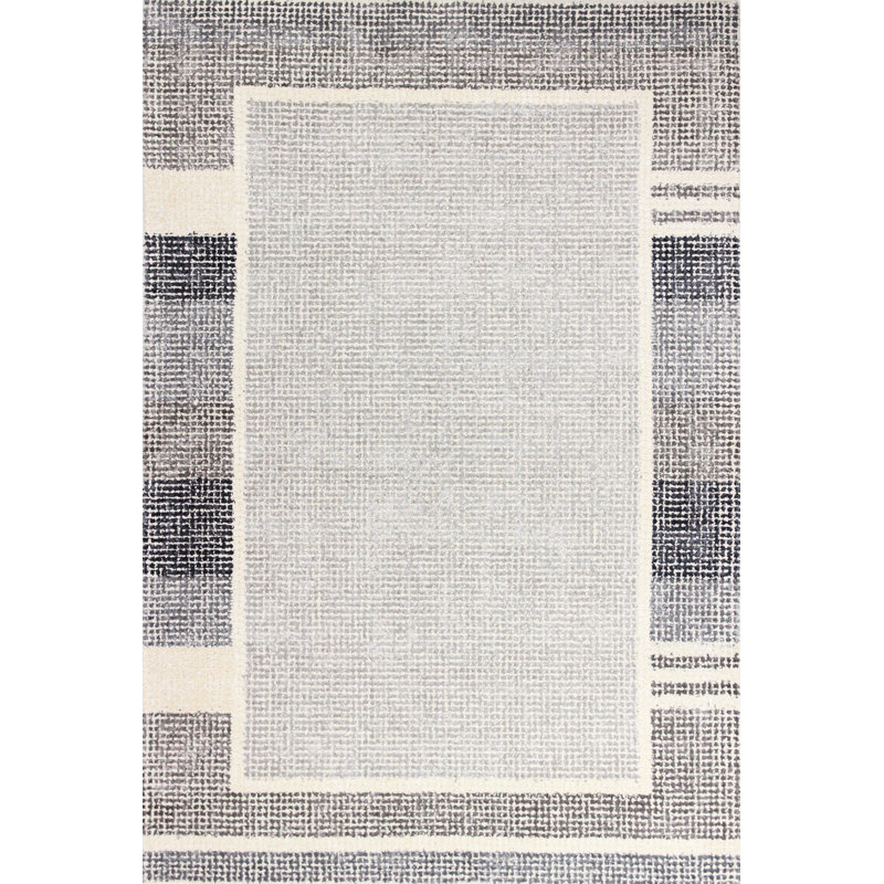 Gray and Off-White Tufted Wool and Viscose 9' x 12' Area Rug