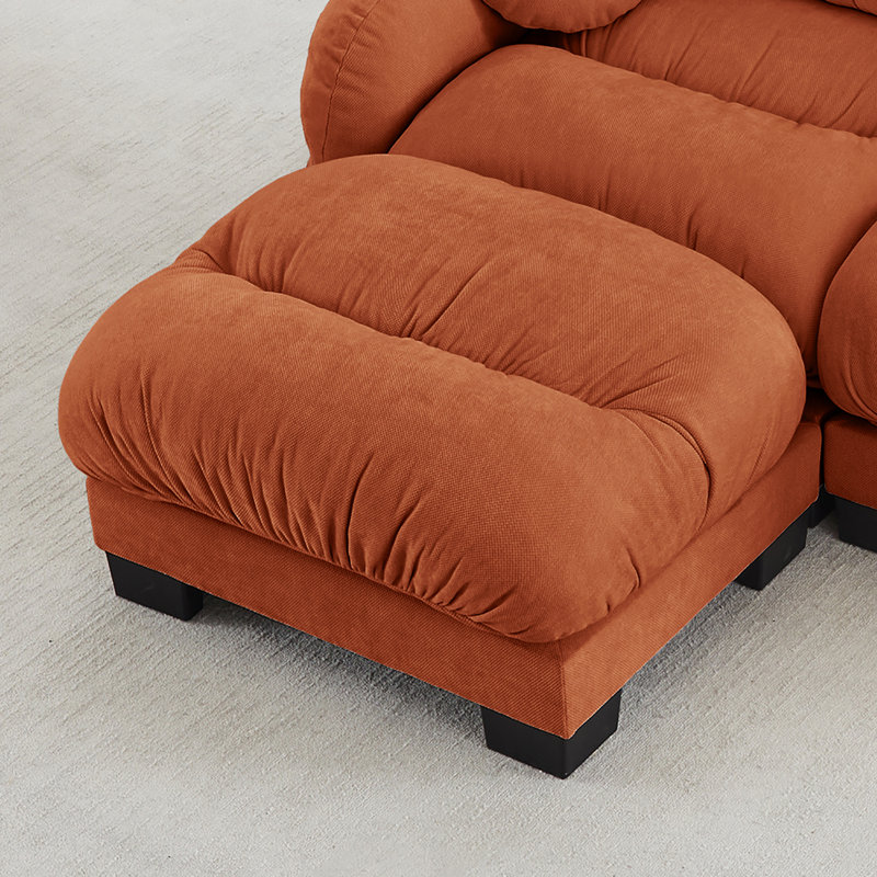 Repose-pieds en chenille pour salon, Orange