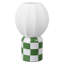 Lampe de table à DEL miniature Valarie de 10,25 po en céramique à damier de style contemporain moderne, avec abat-jour globe côtelé en forme de cocon.-814543722